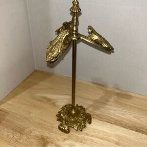 Vintage Victorian Brass Spring Clip Clamp Card Holder Stand 12”